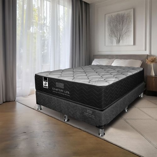 Cama Comfort Life Black Orthopedica confort firme base 2 en 1